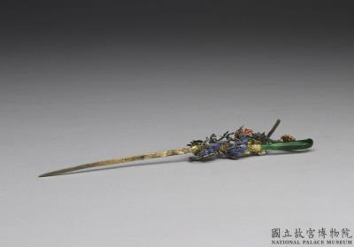 图片[3]-Earpick-hairpin decorated with a gold filigree enameled flying dragon, Qing dynasty, 19th century-China Archive